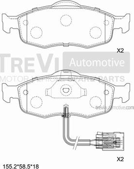 Trevi Automotive PF1576 - Komplet Pločica, disk-kočnica www.molydon.hr