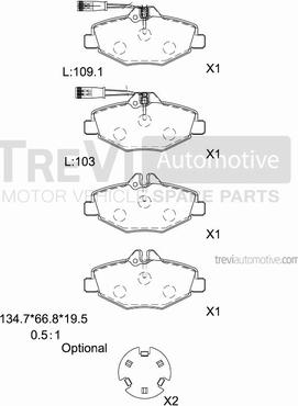 Trevi Automotive PF1093 - Komplet Pločica, disk-kočnica www.molydon.hr