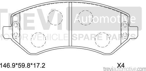 Trevi Automotive PF1174 - Komplet Pločica, disk-kočnica www.molydon.hr