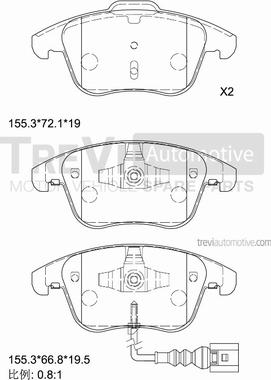 Trevi Automotive PF1367 - Komplet Pločica, disk-kočnica www.molydon.hr