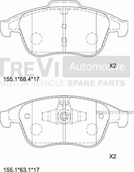 Trevi Automotive PF1382 - Komplet Pločica, disk-kočnica www.molydon.hr