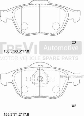 Trevi Automotive PF1288 - Komplet Pločica, disk-kočnica www.molydon.hr