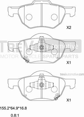 Trevi Automotive PF1231 - Komplet Pločica, disk-kočnica www.molydon.hr