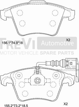 Trevi Automotive PF1273 - Komplet Pločica, disk-kočnica www.molydon.hr