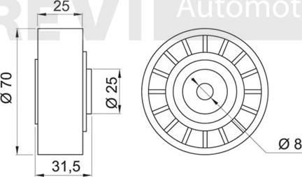 Trevi Automotive TA1069 - Vodeći valjak , klinasti rebrasti remen  www.molydon.hr