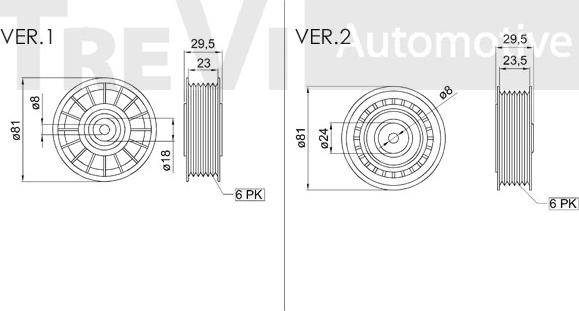 Trevi Automotive TA1012 - Vodeći valjak , klinasti rebrasti remen  www.molydon.hr