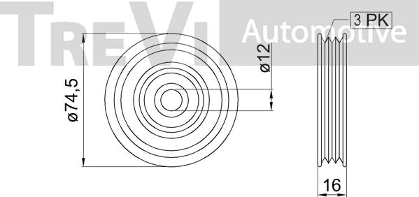 Trevi Automotive TA2145 - Vodeći valjak , klinasti rebrasti remen  www.molydon.hr