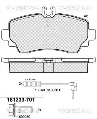 Triscan 8110 23022 - Komplet Pločica, disk-kočnica www.molydon.hr