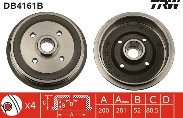 TRW DB4161B - Bubanj kočnica www.molydon.hr