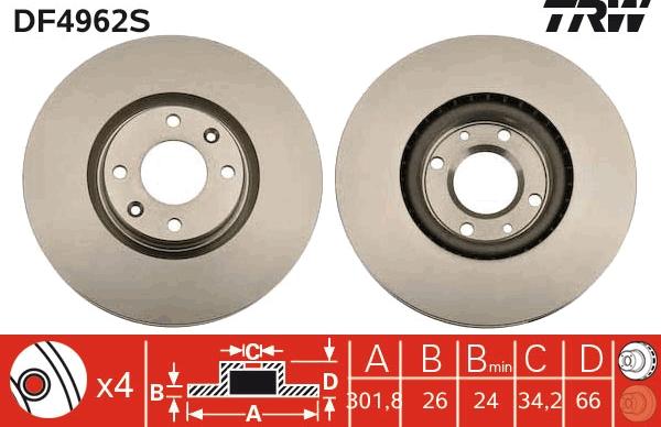 TRW DF4962S - Kočioni disk www.molydon.hr