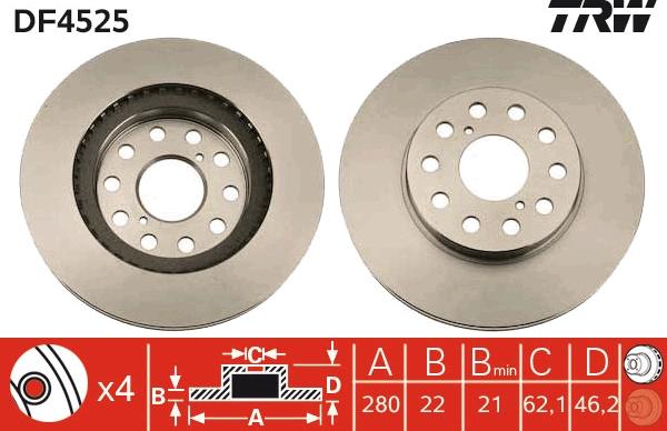 TRW DF4525 - Kočioni disk www.molydon.hr