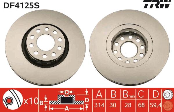 TRW DF4125S - Kočioni disk www.molydon.hr