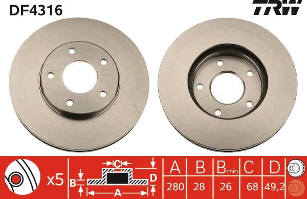 TRW DF4316 - Kočioni disk www.molydon.hr