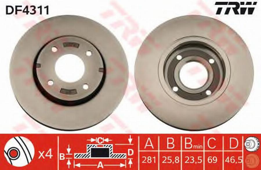 TRW DF4311BP - Kočioni disk www.molydon.hr