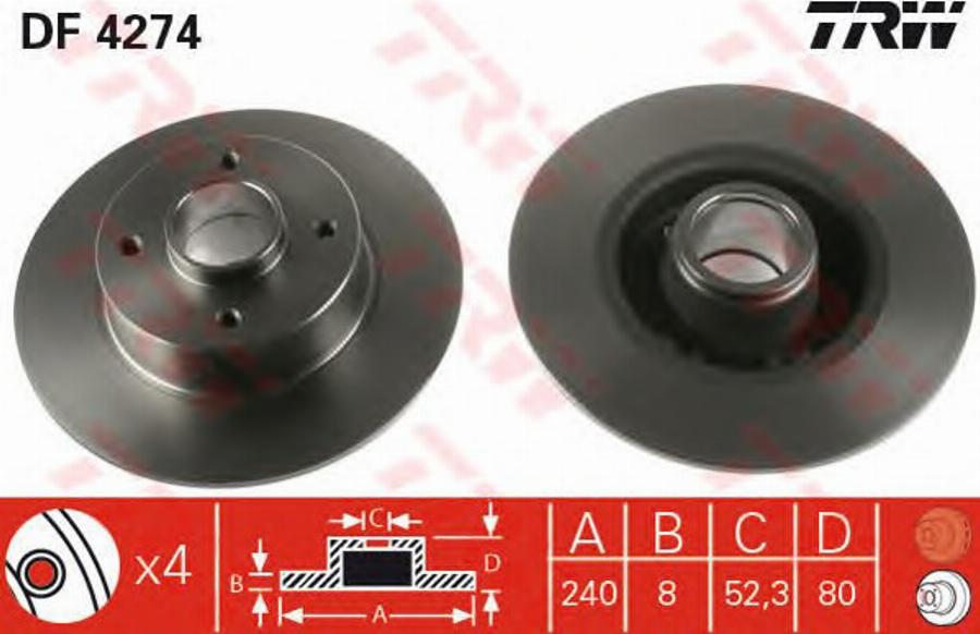 TRW DF4274BPS - Kočioni disk www.molydon.hr