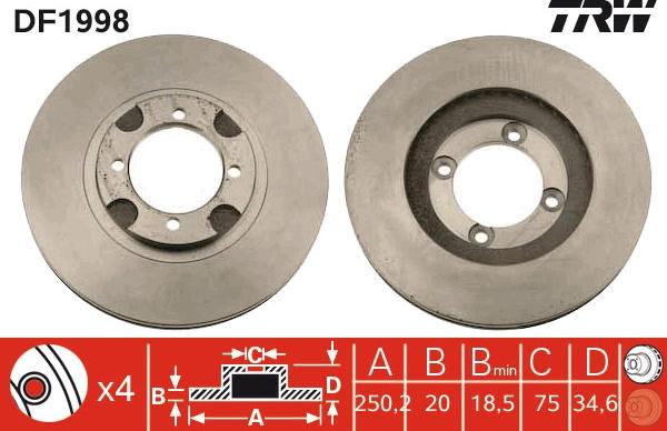 TRW DF1998 - Kočioni disk www.molydon.hr