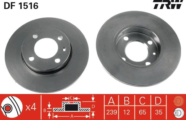 TRW DF1516 - Kočioni disk www.molydon.hr