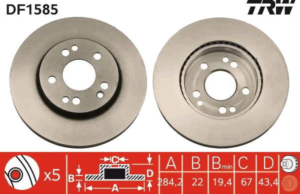 TRW DF1585 - Kočioni disk www.molydon.hr