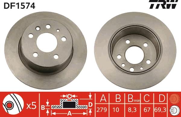 TRW DF1574 - Kočioni disk www.molydon.hr