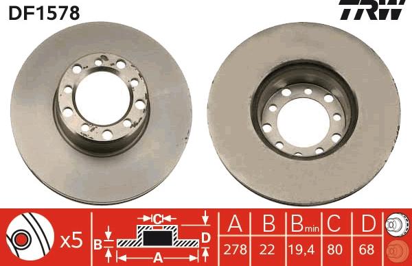 TRW DF1578 - Kočioni disk www.molydon.hr