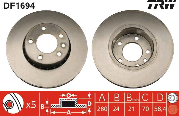 TRW DF1694 - Kočioni disk www.molydon.hr