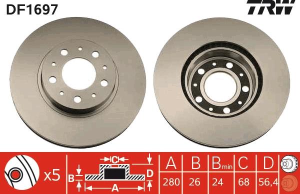 TRW DF1697 - Kočioni disk www.molydon.hr