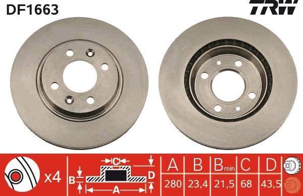 TRW DF1663 - Kočioni disk www.molydon.hr