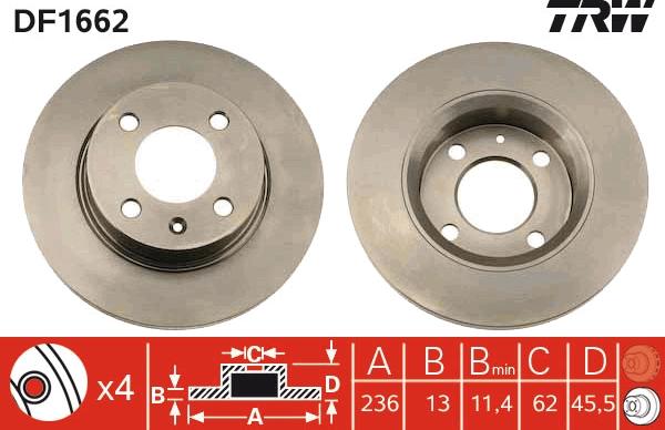 TRW DF1662 - Kočioni disk www.molydon.hr