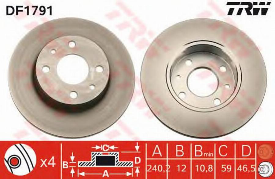 TRW DF1791BP - Kočioni disk www.molydon.hr