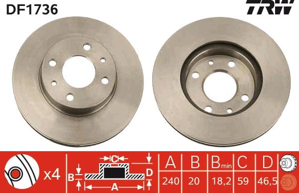 TRW DF1736 - Kočioni disk www.molydon.hr