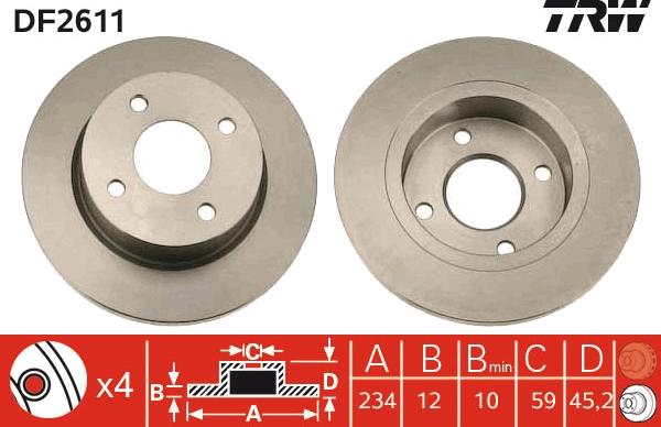 TRW DF2611 - Kočioni disk www.molydon.hr