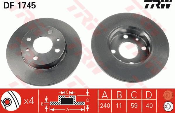 TRW GTD1042 - Komplet kočnica, disk-kočnica www.molydon.hr