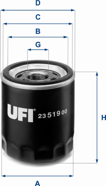 UFI 23.519.00 - Filter za ulje www.molydon.hr