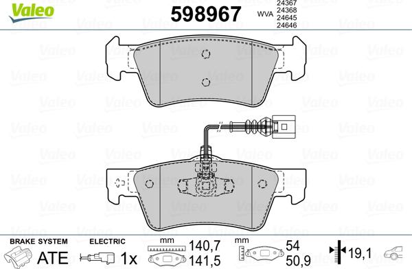 Valeo 598967 - Komplet Pločica, disk-kočnica www.molydon.hr