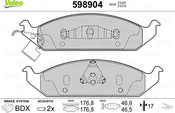 Valeo 598904 - Komplet Pločica, disk-kočnica www.molydon.hr