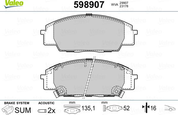 Valeo 598907 - Komplet Pločica, disk-kočnica www.molydon.hr