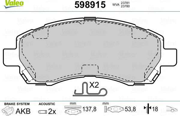 Valeo 598915 - Komplet Pločica, disk-kočnica www.molydon.hr