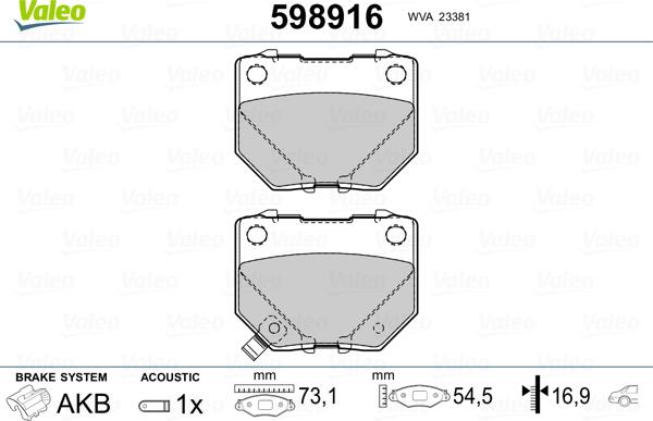 Valeo 598916 - Komplet Pločica, disk-kočnica www.molydon.hr