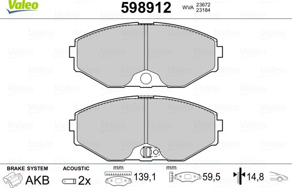 Valeo 598912 - Komplet Pločica, disk-kočnica www.molydon.hr