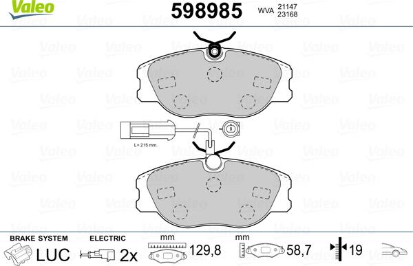 Valeo 598985 - Komplet Pločica, disk-kočnica www.molydon.hr