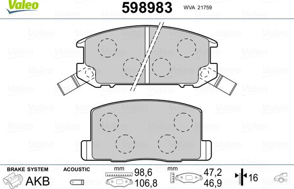 Valeo 598983 - Komplet Pločica, disk-kočnica www.molydon.hr