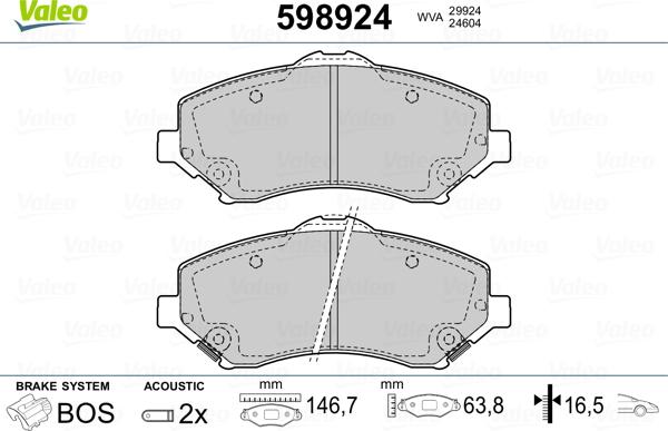 Valeo 598924 - Komplet Pločica, disk-kočnica www.molydon.hr