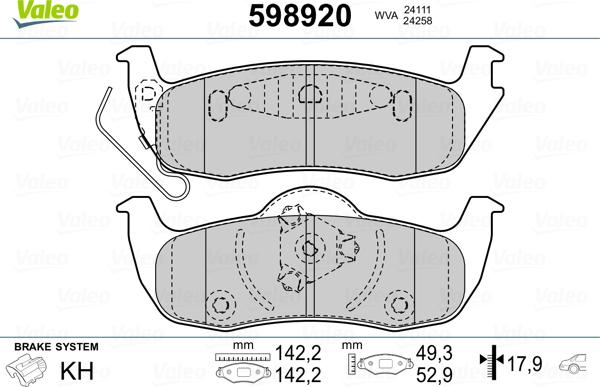 Valeo 598920 - Komplet Pločica, disk-kočnica www.molydon.hr