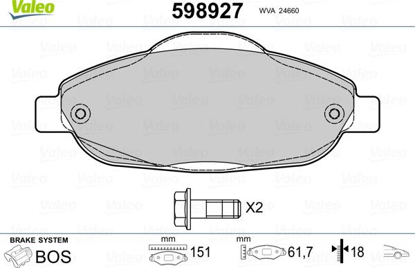 Valeo 598927 - Komplet Pločica, disk-kočnica www.molydon.hr