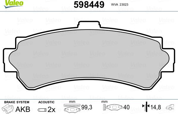 Valeo 598449 - Komplet Pločica, disk-kočnica www.molydon.hr