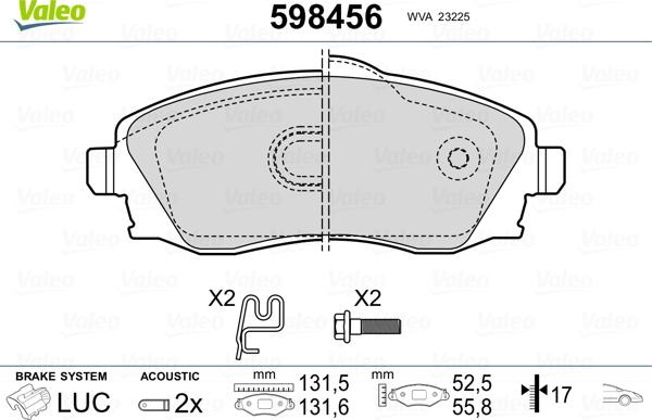 Valeo 598456 - Komplet Pločica, disk-kočnica www.molydon.hr