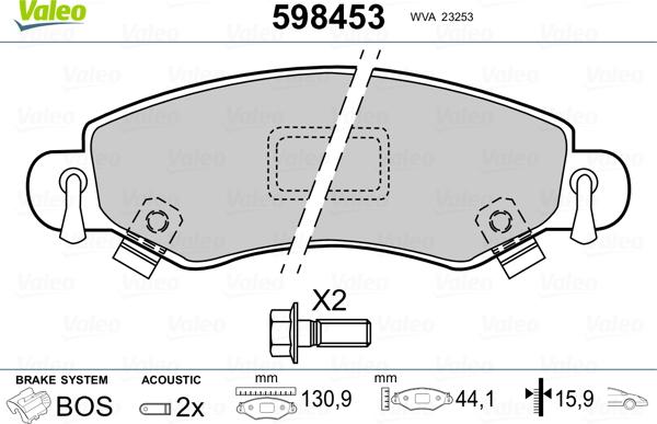 Valeo 598453 - Komplet Pločica, disk-kočnica www.molydon.hr