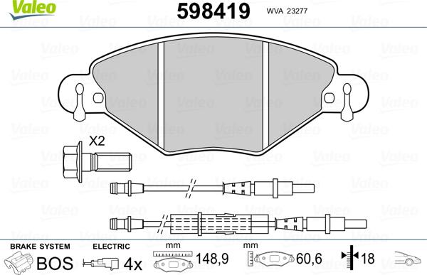 Valeo 598419 - Komplet Pločica, disk-kočnica www.molydon.hr