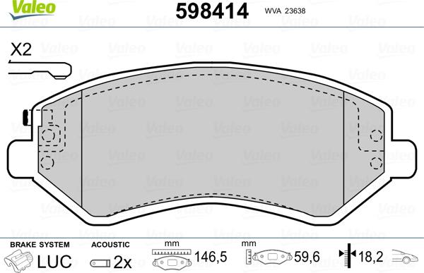 Valeo 598414 - Komplet Pločica, disk-kočnica www.molydon.hr