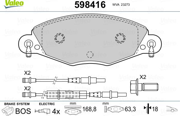 Valeo 598416 - Komplet Pločica, disk-kočnica www.molydon.hr